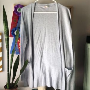 light blue pullover cardigan